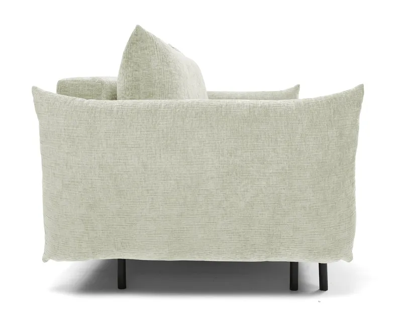 Dreisitziges ausklappbares Sofa Candeiro mit Stauraum, cremefarbenes Chenille