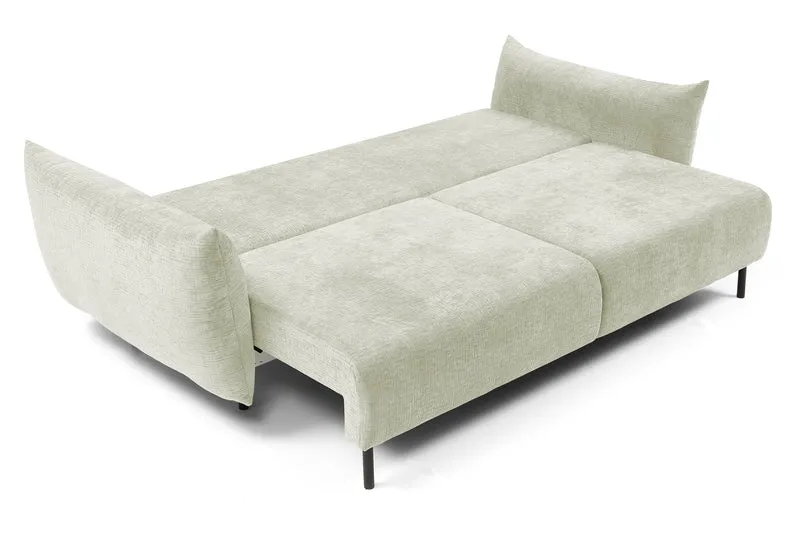 Dreisitziges ausklappbares Sofa Candeiro mit Stauraum, cremefarbenes Chenille