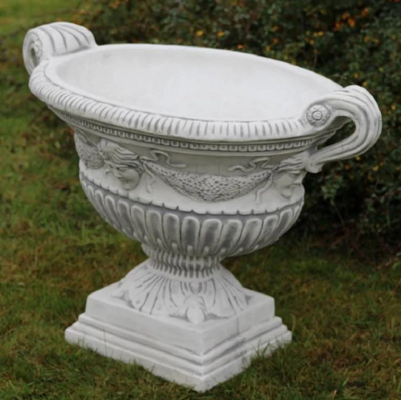 Casa Padrino Barock Garten Deko Blumentopf Grau 66 x 60 x H. 54 cm - Prunkvoller Pflanzentopf im Barockstil - Barock Garten Deko - Barock Terrassen Deko - Barock Deko Accessoires