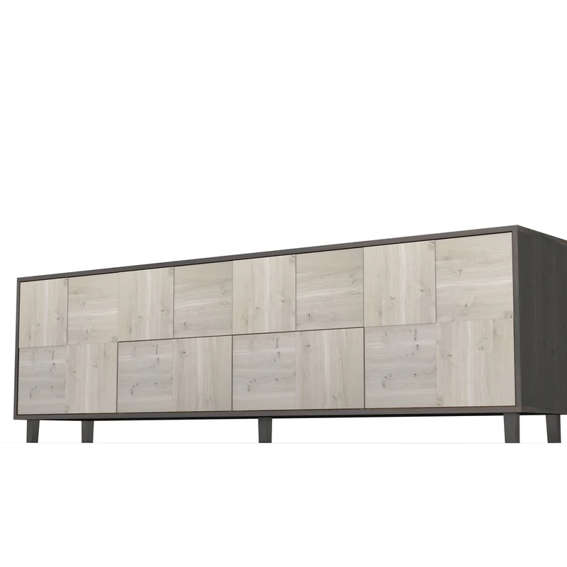 Sideboard "Mosaik" Eiche Rustikal - Schwarz/Weiß geölt 240cm