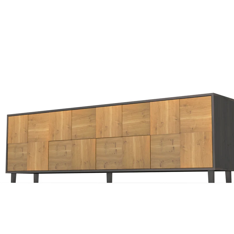 Sideboard "Mosaik" Eiche Rustikal - Natur/Schwarz geölt 240cm