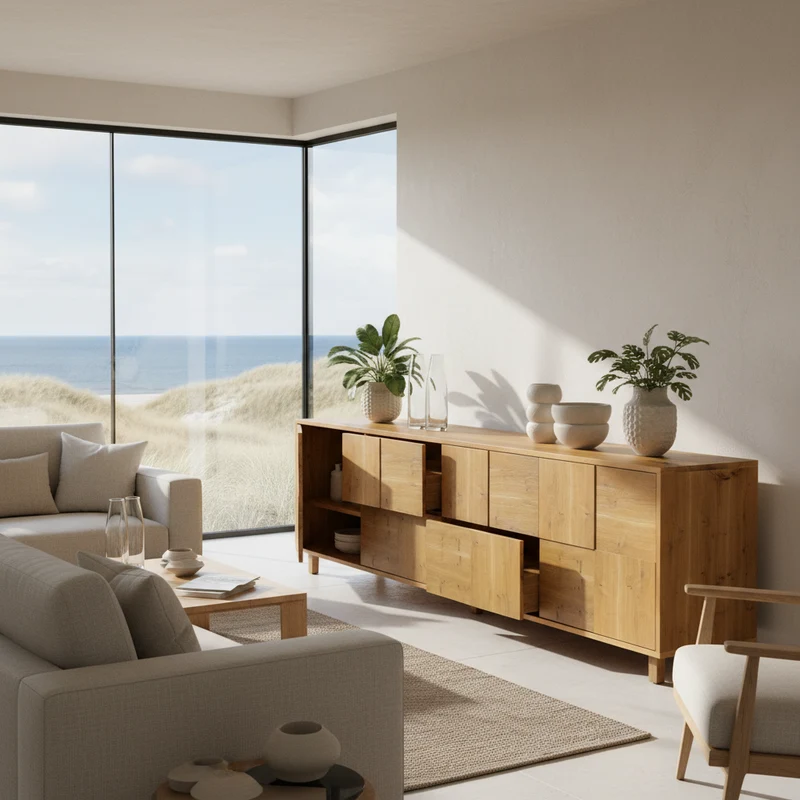 Sideboard "Mosaik" Eiche Rustikal - Natur geölt 240cm