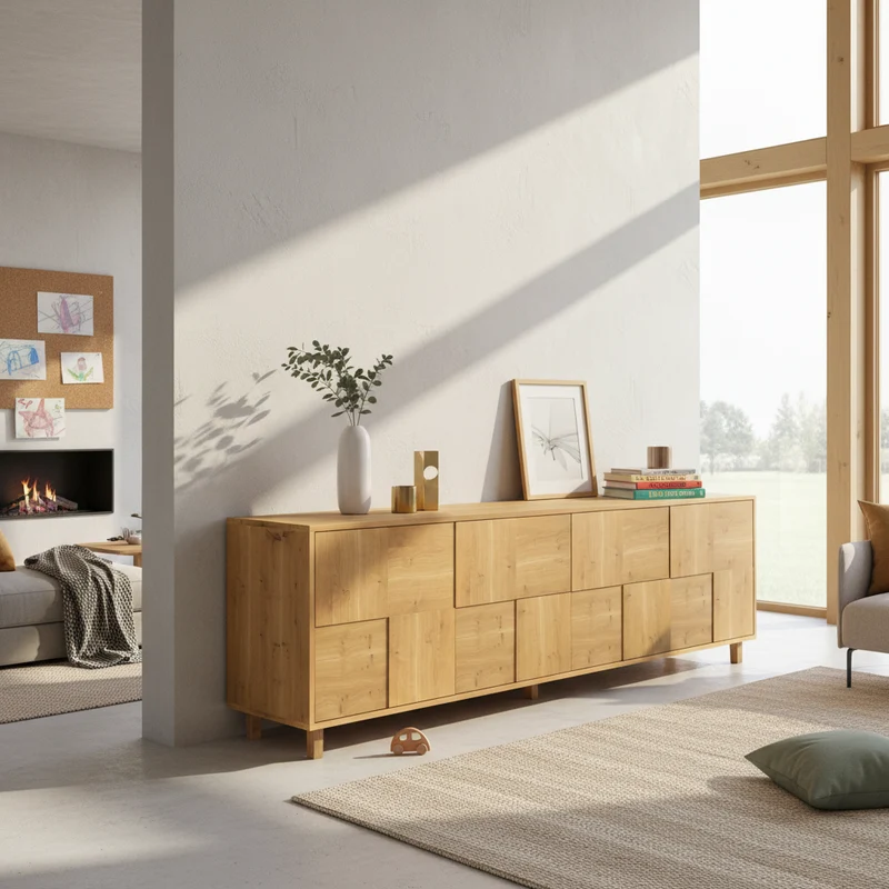 Sideboard "Mosaik" Eiche Rustikal - Natur geölt 240cm