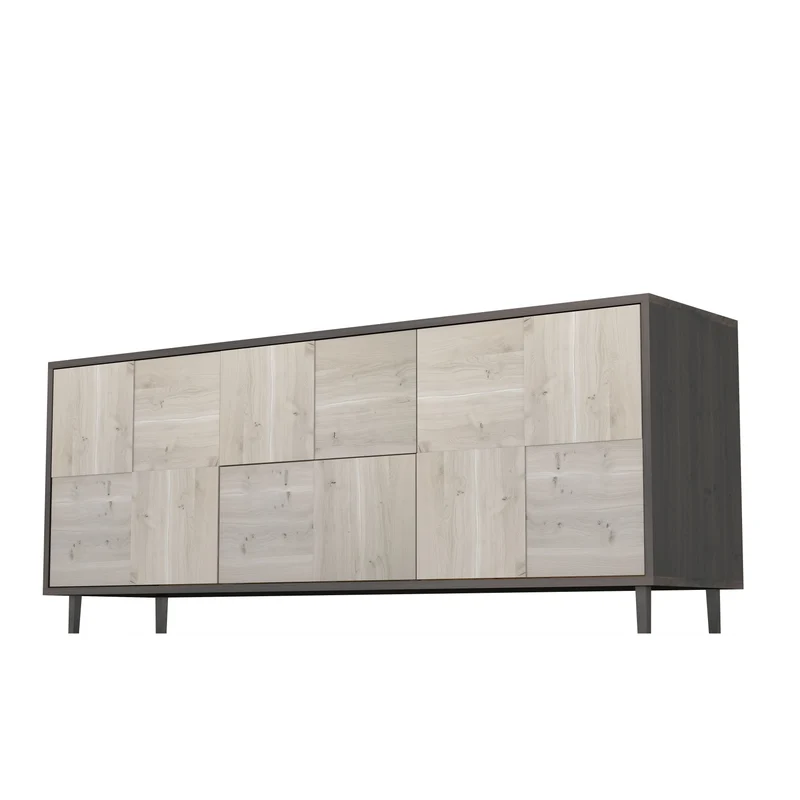Sideboard "Mosaik" Eiche Rustikal - Schwarz/Weiß geölt 180cm