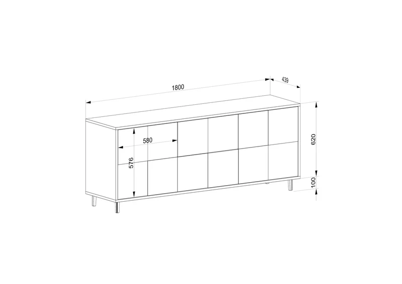 Sideboard "Mosaik" Eiche Premium - Schwarz/Weiß geölt 180cm