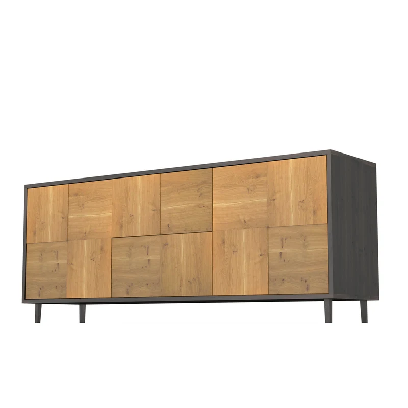 Sideboard "Mosaik" Eiche Rustikal - Natur/Schwarz geölt 180cm