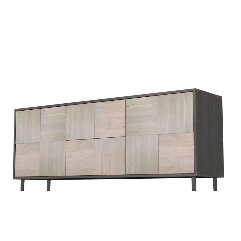 Sideboard "Mosaik" Eiche Premium - Schwarz/Weiß geölt 180cm