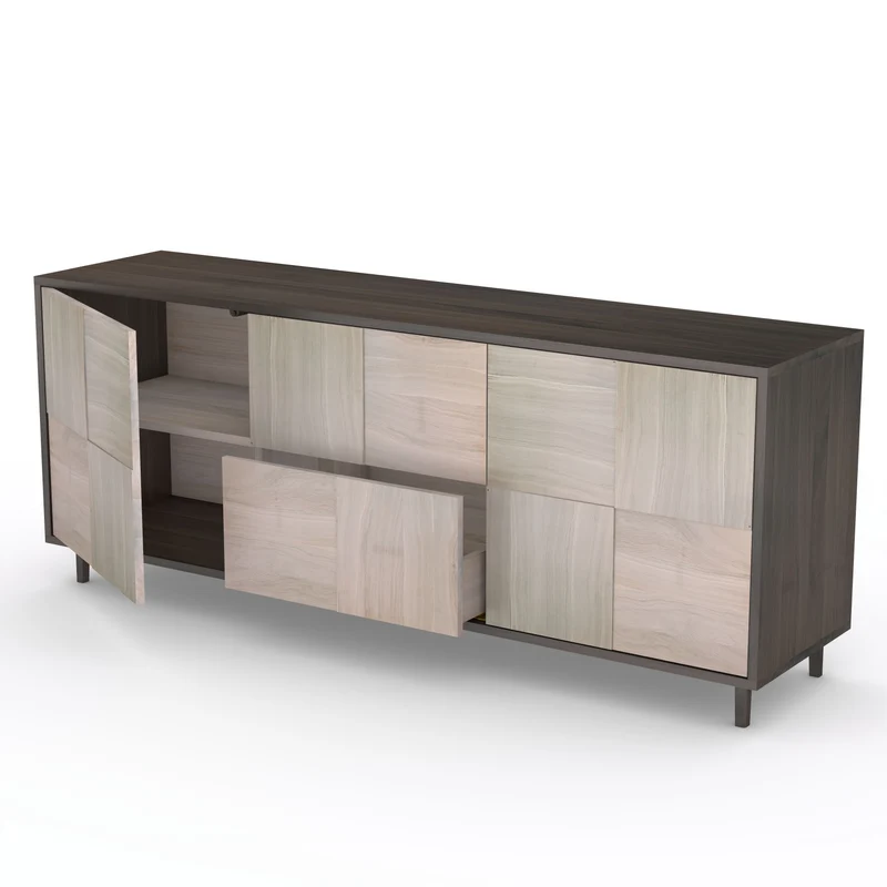 Sideboard "Mosaik" Eiche Premium - Schwarz/Weiß geölt 180cm