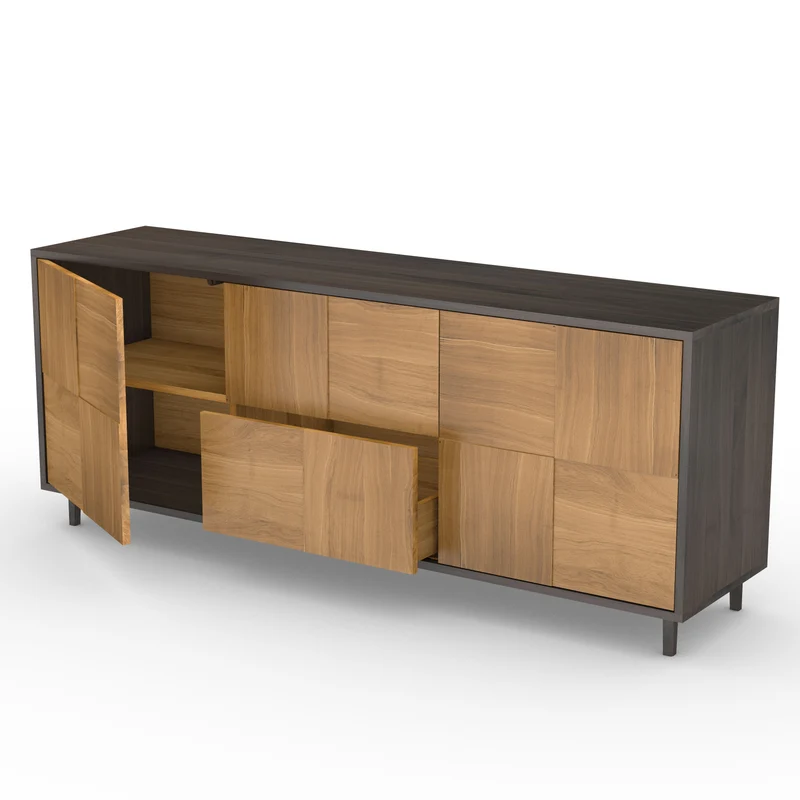 Sideboard "Mosaik" Eiche Premium - Natur/Schwarz geölt 180cm