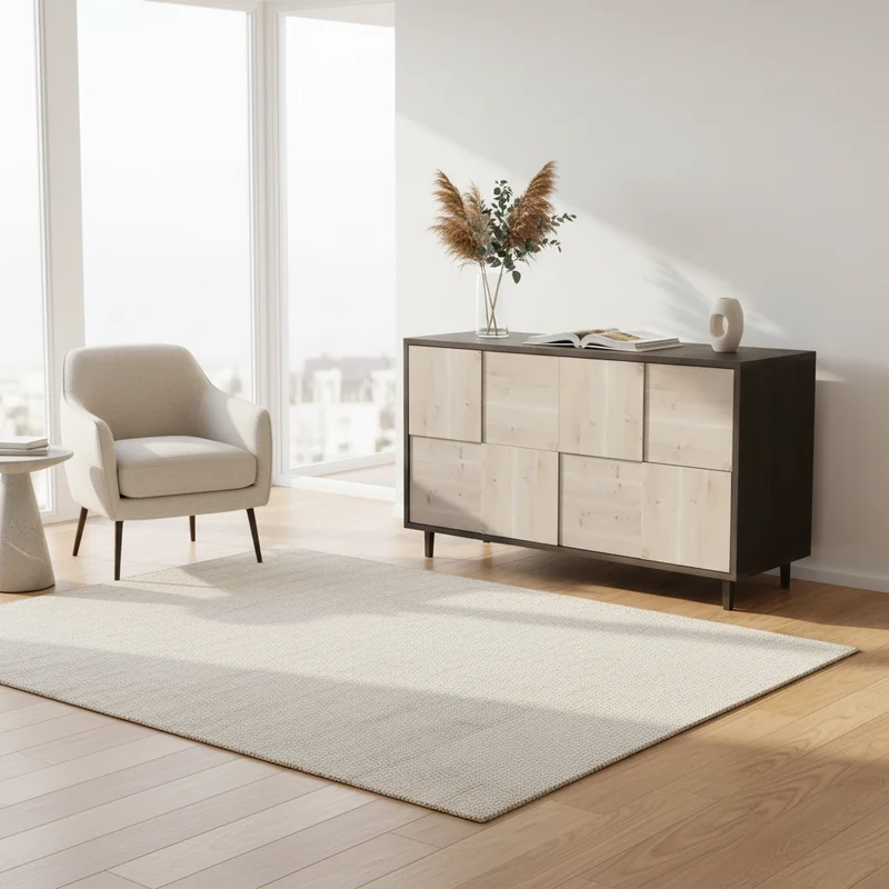 Sideboard "Mosaik" Eiche Rustikal - Schwarz/Weiß geölt 120cm