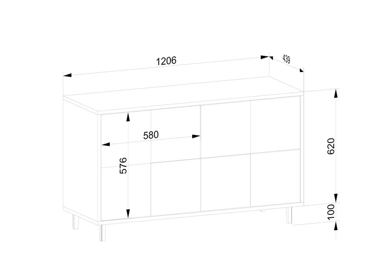 Sideboard "Mosaik" Eiche Rustikal - Natur geölt 120cm