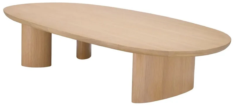 Casa Padrino Luxus Couchtisch Naturfarben 168,5 x 86,5 x H. 35,5 cm - Ovaler Massivholz Wohnzimmertisch - Wohnzimmer Möbel - Luxus Möbel - Luxus Einrichtung