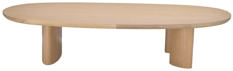 Casa Padrino Luxus Couchtisch Naturfarben 168,5 x 86,5 x H. 35,5 cm - Ovaler Massivholz Wohnzimmertisch - Wohnzimmer Möbel - Luxus Möbel - Luxus Einrichtung
