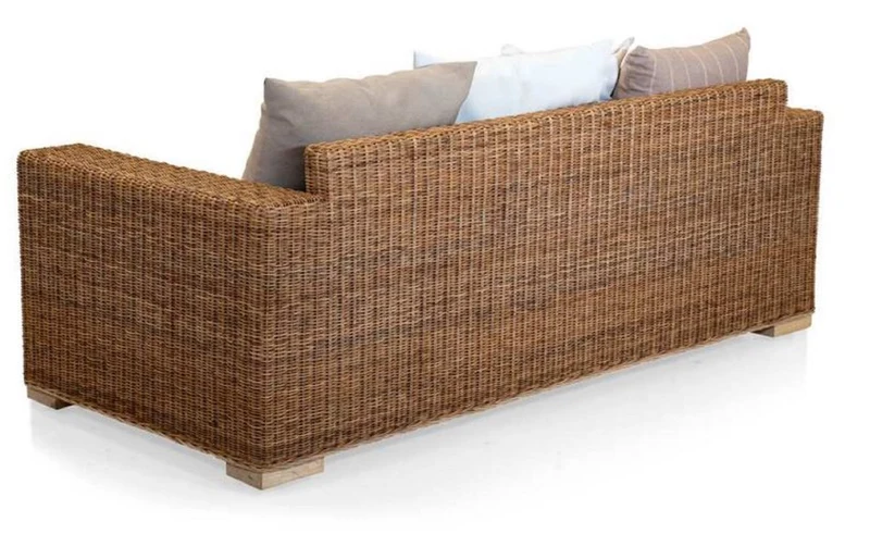 Casa Padrino Luxus Gartensofa Braun / Creme / Mehrfarbig 200 x 90 x H. 70 cm - Wetterbeständiges Sofa mit Kissen - Pool Möbel - Garten Möbel - Hotel Möbel - Luxus Möbel - Made in Italy