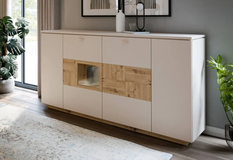 Sideboard Kommode LOUOTO 4 Türen Dekor Sand / Artisan Eiche von Forte