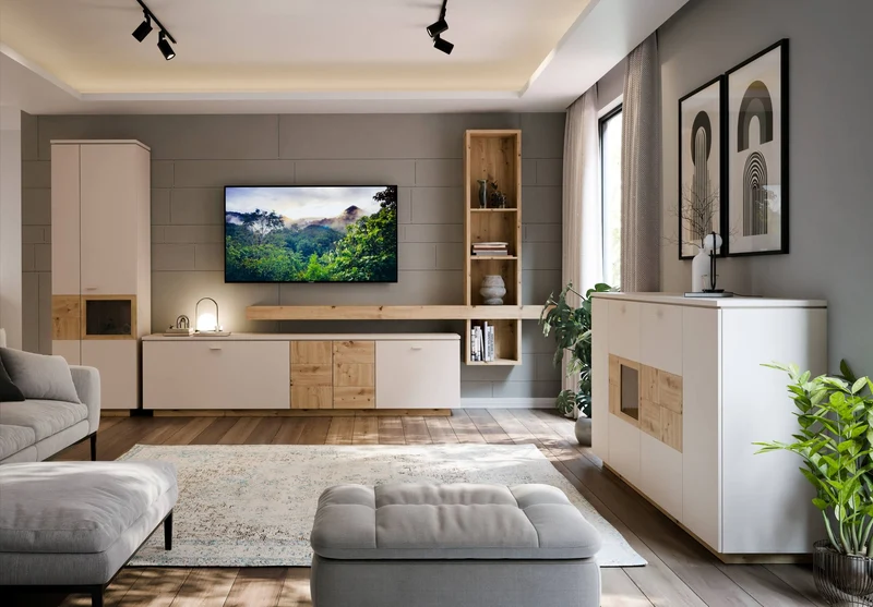 Sideboard Kommode LOUOTO 4 Türen Dekor Sand / Artisan Eiche von Forte