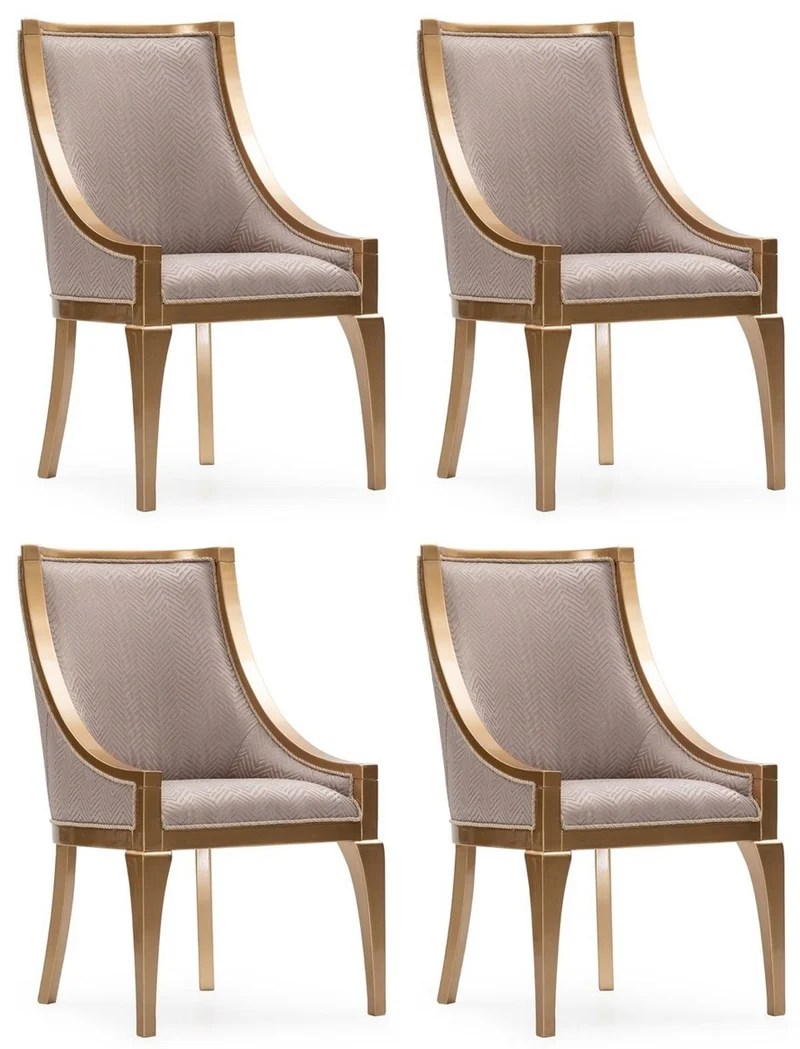 Casa Padrino Luxus Barock Esszimmer Stuhl 4er Set Grau / Gold - Barockstil Küchen Stühle - Prunkvolle Luxus Esszimmer Möbel im Barockstil - Barock Esszimmer Möbel - Edel & Prunkvoll