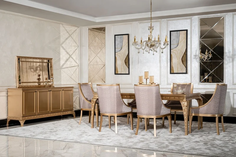 Casa Padrino Luxus Barock Esszimmer Stuhl 4er Set Grau / Gold - Barockstil Küchen Stühle - Prunkvolle Luxus Esszimmer Möbel im Barockstil - Barock Esszimmer Möbel - Edel & Prunkvoll