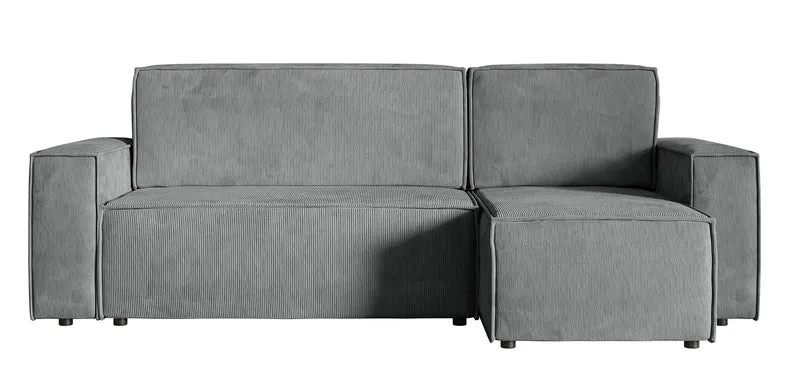 Ecksofa mit Schlaffunktion Copertino, L-förmig, mit Stauraum, universell, grauer Cord