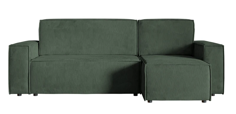 Ecksofa mit Schlaffunktion Copertino, L-förmig, mit Stauraum, universell, grün, Cordstoff