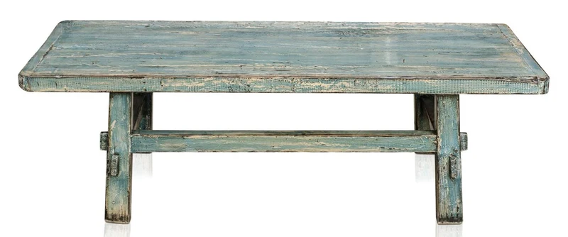 Casa Padrino Landhausstil Couchtisch aus Kiefernholz im Antik Stil Blau 140 x 54 x H. 43 cm
