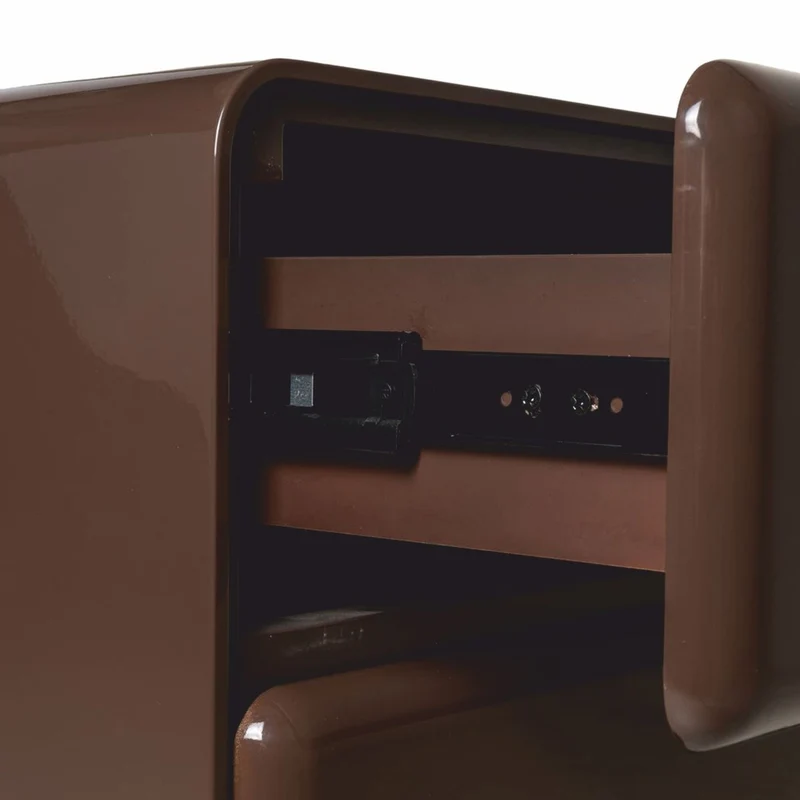 Casa Padrino Luxus Nachttisch mit 3 Schubladen Hochglanz Braun - Schlafzimmer Möbel