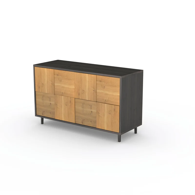 Sideboard "Mosaik" Eiche Rustikal - Natur/Schwarz geölt 120cm