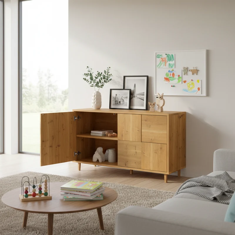 Sideboard "Mosaik" Eiche Rustikal - Natur geölt 120cm