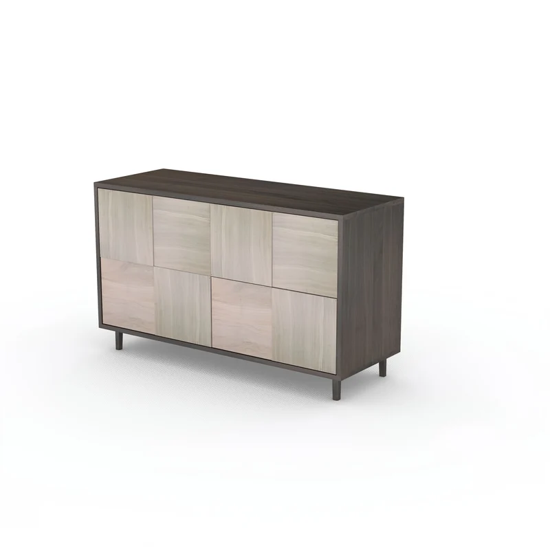 Sideboard "Mosaik" Eiche Premium - Schwarz/Weiß geölt 120cm