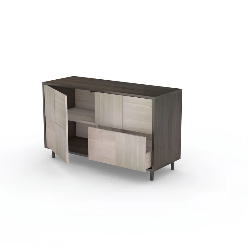 Sideboard "Mosaik" Eiche Premium - Schwarz/Weiß geölt 120cm