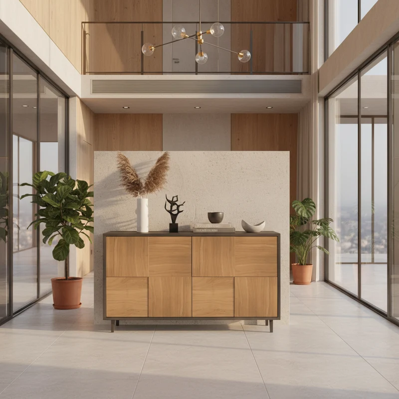 Sideboard "Mosaik" Eiche Premium - Natur/Schwarz geölt 120cm