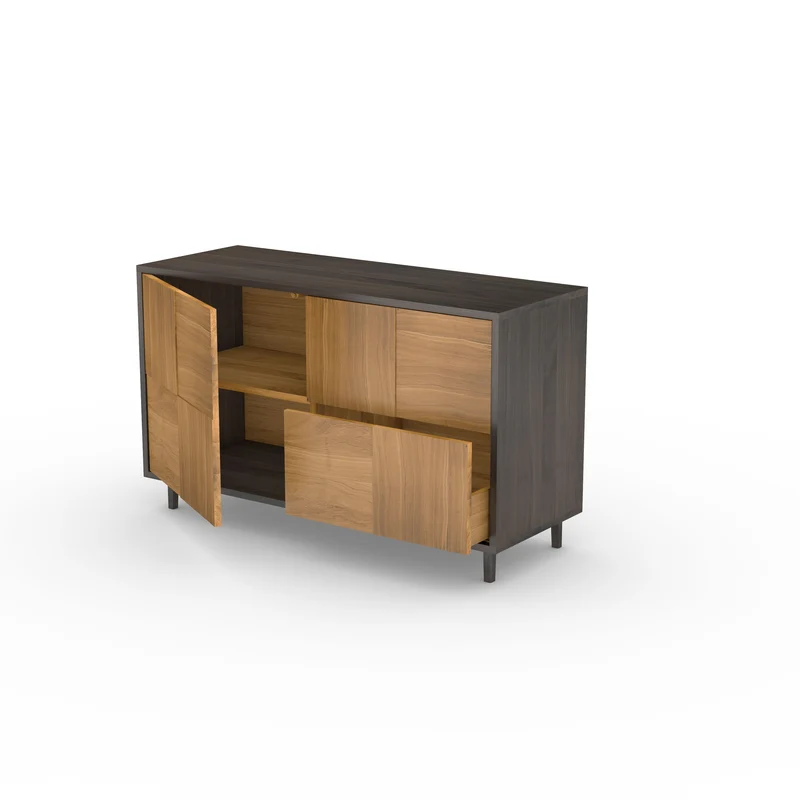 Sideboard "Mosaik" Eiche Premium - Natur/Schwarz geölt 120cm
