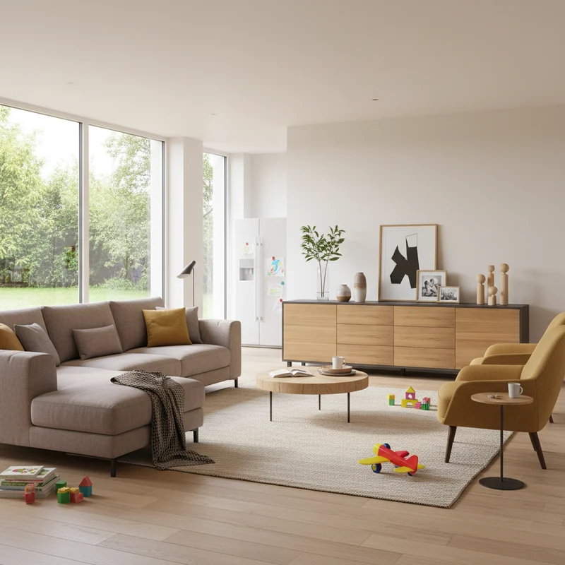 Sideboard "schmale Fuge" Eiche Premium - Natur/Schwarz geölt 240cm