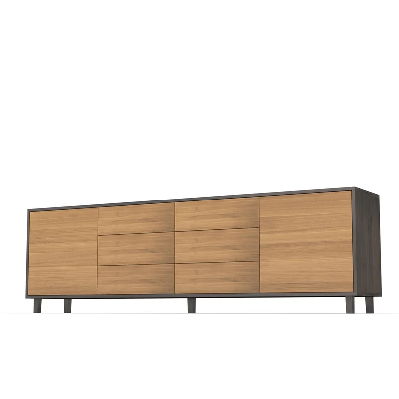 Sideboard "schmale Fuge" Eiche Premium - Natur/Schwarz geölt 240cm