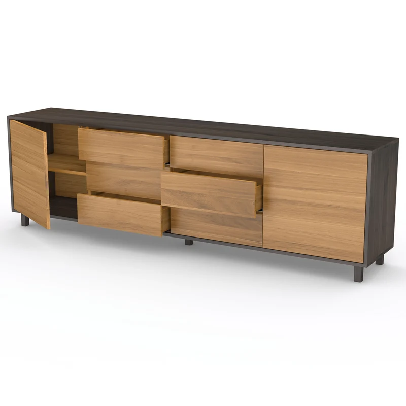 Sideboard "schmale Fuge" Eiche Premium - Natur/Schwarz geölt 240cm