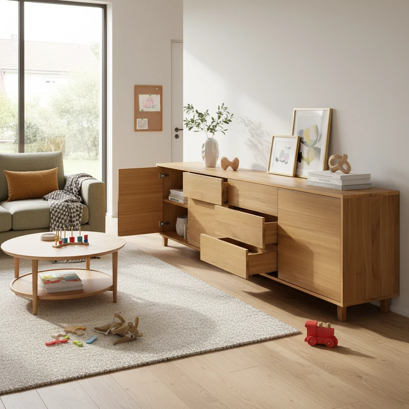 Sideboard "schmale Fuge" Eiche Premium - Natur geölt 240cm