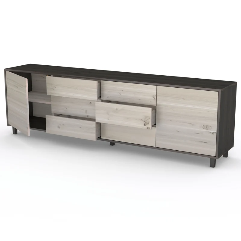 Sideboard "schmale Fuge" Eiche Rustikal - Schwarz/Weiß geölt 240cm