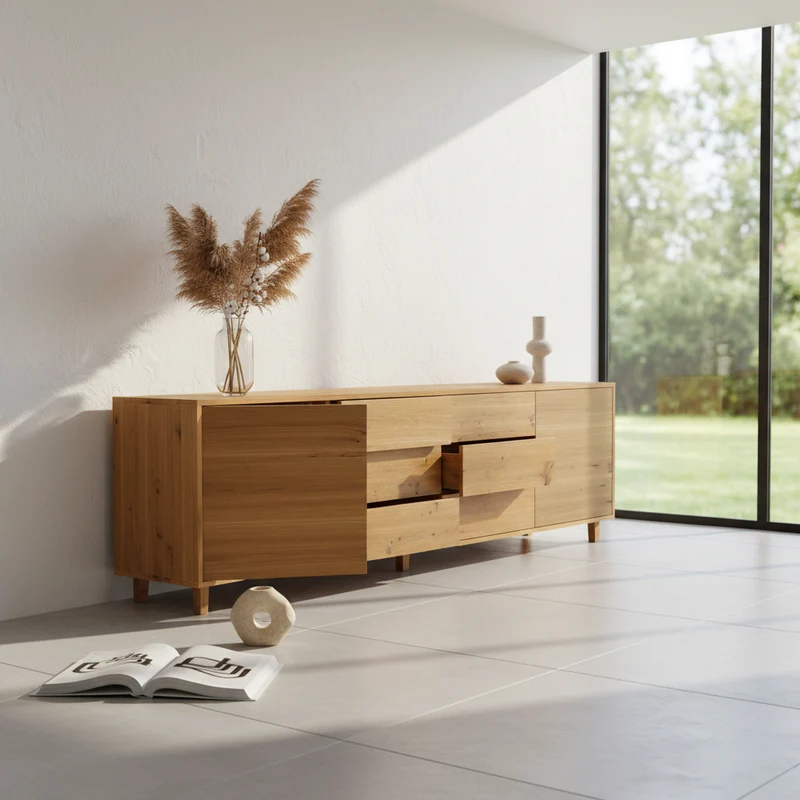Sideboard "schmale Fuge" Eiche Rustikal - Natur geölt 240cm