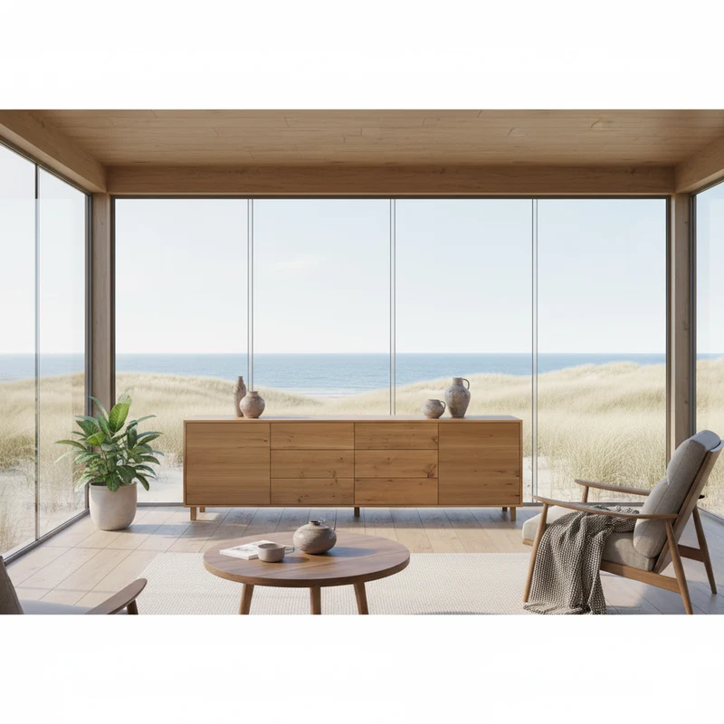 Sideboard "schmale Fuge" Eiche Rustikal - Natur geölt 240cm