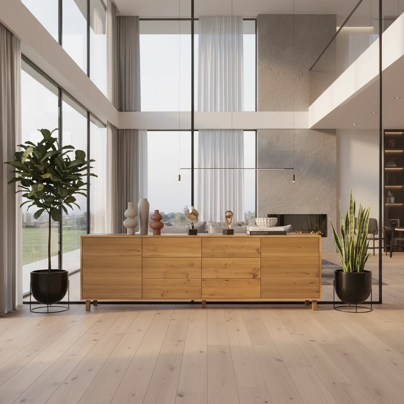 Sideboard "schmale Fuge" Eiche Rustikal - Natur geölt 240cm