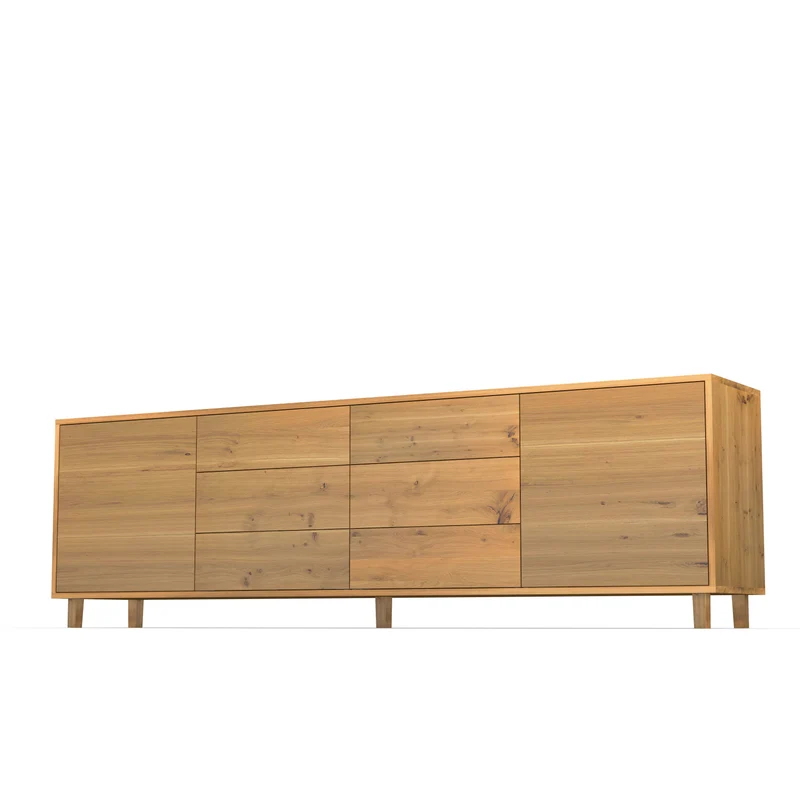 Sideboard "schmale Fuge" Eiche Rustikal - Natur geölt 240cm