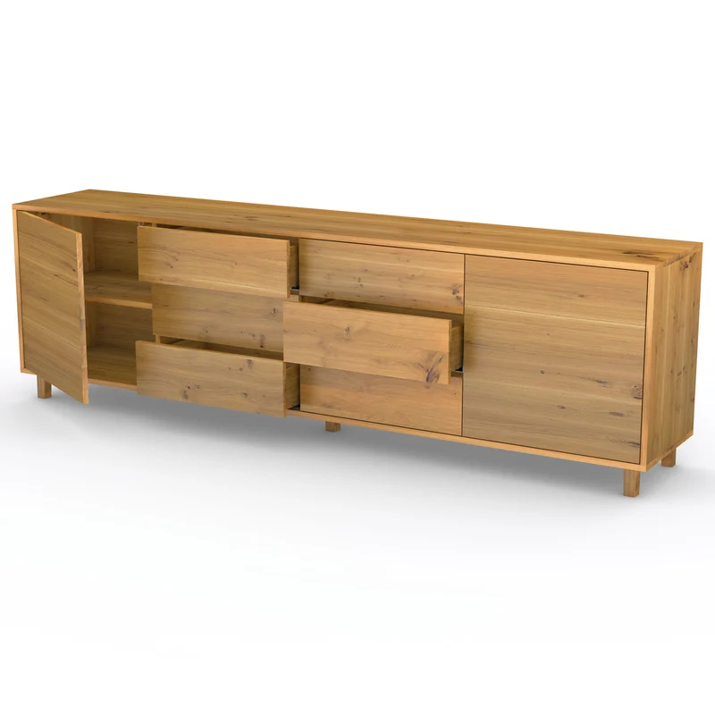 Sideboard "schmale Fuge" Eiche Rustikal - Natur geölt 240cm