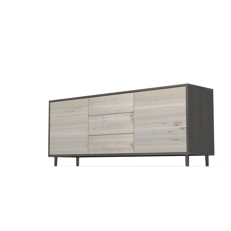 Sideboard "schmale Fuge" Eiche Rustikal - Schwarz/Weiß geölt 180cm