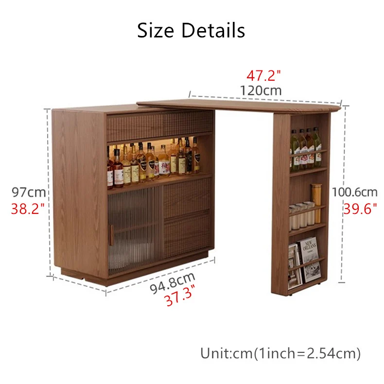 Um 360 Grad drehbarer Bartisch mit Schrank und Hockern