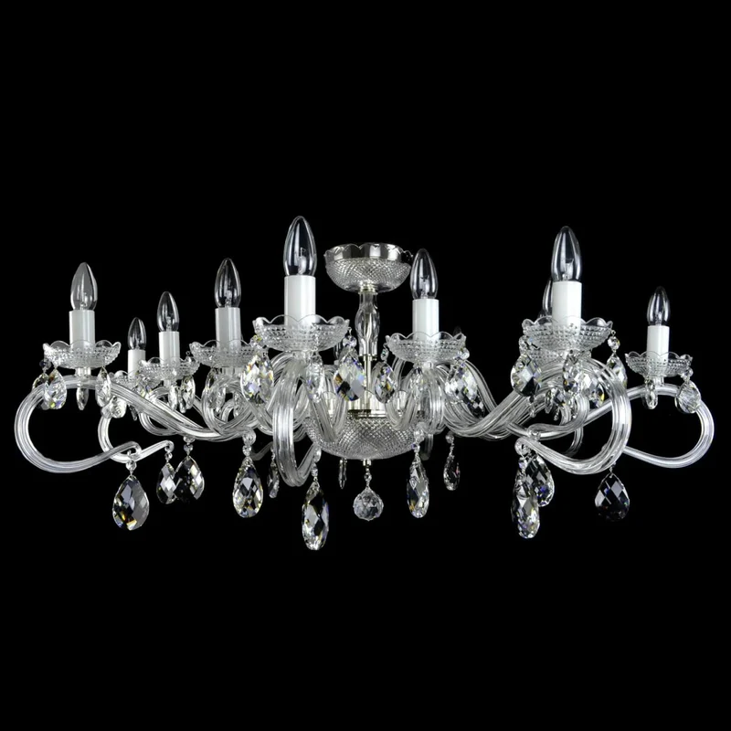 Casa Padrino Luxus Barock Kristall Deckenleuchte Silber Ø 107 x H. 42 cm - Prunkvolle Messing Deckenleuchte mit böhmischem Kristallglas - Barock Möbel - Edel & Prunkvoll
