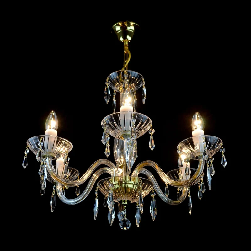 Casa Padrino Luxus Barock Kristall Kronleuchter Gold Ø 60 x H. 47 cm - Prunkvolle Messing Kronleuchter mit böhmischem Kristallglas - Barock Möbel - Edel & Prunkvoll