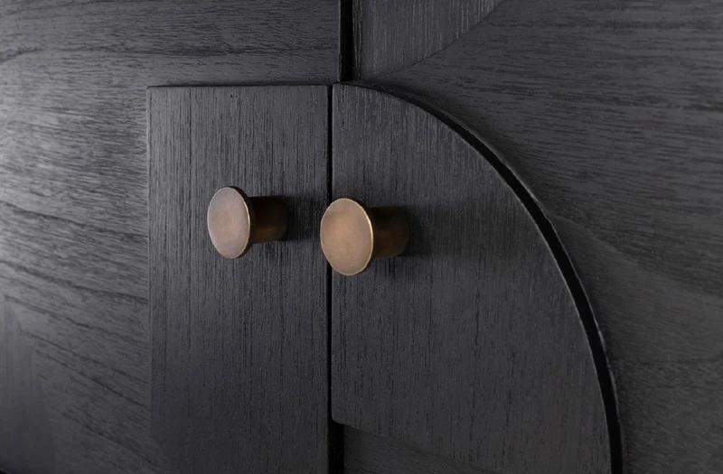 Casa Padrino Luxus Designer Schrank Schwarz 130 x 45 x H. 190 cm - Massivholz Regalschrank mit 3 Türen - Schlafzimmer Schrank - Wohnzimmer Schrank - Büro Schrank - Luxus Möbel