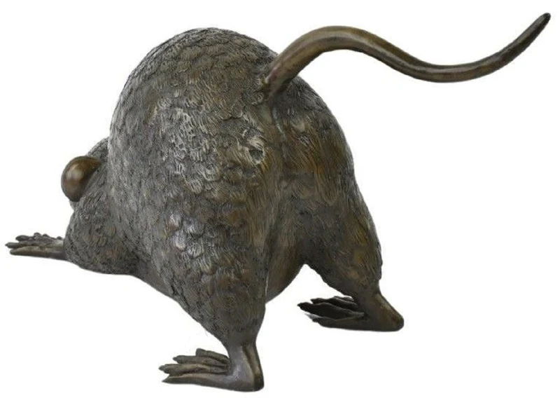 Casa Padrino Luxus Deko Skulptur Ratte Bronze 58 x 22 x H. 30 cm - Bronze Deko Skulptur - Bronze Deko Figur - Schreibtisch Deko - Wohnzimmer Deko - Luxus Qualität