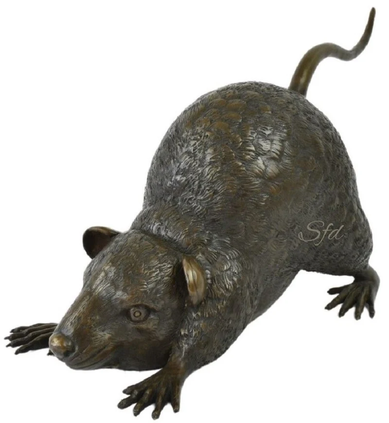 Casa Padrino Luxus Deko Skulptur Ratte Bronze 58 x 22 x H. 30 cm - Bronze Deko Skulptur - Bronze Deko Figur - Schreibtisch Deko - Wohnzimmer Deko - Luxus Qualität