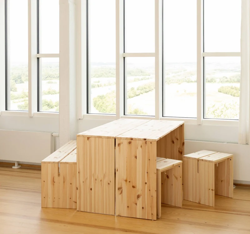 Hocker JOIN-IN Stool Raw Kiefer massiv unbehandelt von Karup